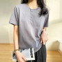 Women T-shirts 2026 Tops Solid Short Sleeve Loose O-neck Cotton Casual Ladies Shirts Harajuku Korean Summer Woman Tshirts