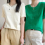 Women T-shirts 2026 Tops Solid Short Sleeve Loose O-neck Cotton Casual Ladies Shirts Harajuku Korean Summer Woman Tshirts