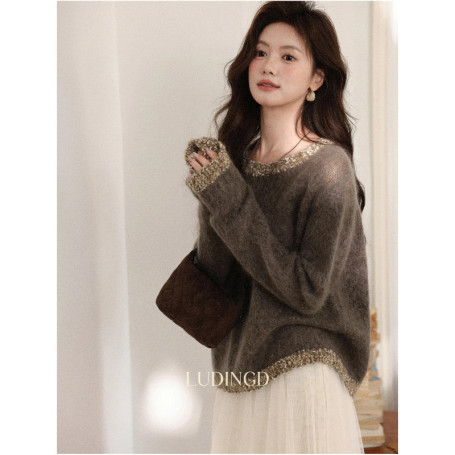 ALXNAN Plus Size Knit Sweater Women Trend Spring Warm Casual Pullover Loose-fit Long Sleeve Jumper Female Elegant Tops D60008