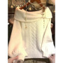 Women Sweet Hot Girl Bow Off-Shoulder Sweater Autumn Winter Elegant Sexy Fashion Knitted Tops Casual Y2k Knitwear Pullover New