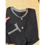 Fake two 100 pure cashmere sweater cardigan dark grey high-grade wool knit coat top