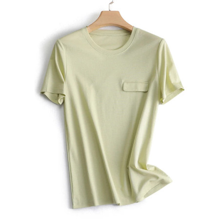SuyaDrea, Woman Summer New Tee, Silk Acetate Blend, Crew Neck, Short Sleeved, Solid Cosy T Shirt, Candy Colors Top