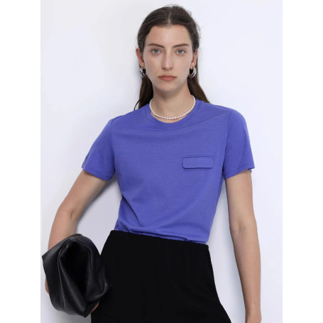 SuyaDrea, Woman Summer New Tee, Silk Acetate Blend, Crew Neck, Short Sleeved, Solid Cosy T Shirt, Candy Colors Top