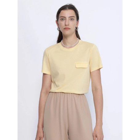 SuyaDrea, Woman Summer New Tee, Silk Acetate Blend, Crew Neck, Short Sleeved, Solid Cosy T Shirt, Candy Colors Top