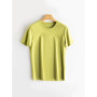 SuyaDream Women Solid T shirts, Silk Cotton Blend, O Neck, Short Sleeved Solid Tee,2025 Summer Candy Colors Basic Cozy Top Green