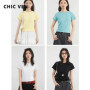 CHIC VEN New Women T-Shirts Loose Casual Round Neck Basic Short Sleeved Girl Tees Solid Fenale Tops Spring Summer 2025 Clothing