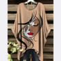 New Fashion Round-Neck Elegant Women's T-Shirt Featuring a Portrait Print Casual and Comfortable Short Sleeves vêtement femme