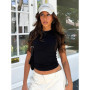 2023 Spring New Short Sleeve T-Shirt Women Solid Simple Casual Soft All-Match Hot Basic Crop Tops Tees Summer Fashion