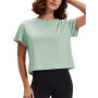 TACVASEN Women's Breathable Cropped Workout Tops Loose Fit Short Sleeve Boxy Crop Top rts Back Pleat Athletic Running T-Shirts