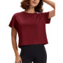 TACVASEN Women's Breathable Cropped Workout Tops Loose Fit Short Sleeve Boxy Crop Top rts Back Pleat Athletic Running T-Shirts