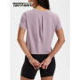 TACVASEN Women's Breathable Cropped Workout Tops Loose Fit Short Sleeve Boxy Crop Top rts Back Pleat Athletic Running T-Shirts