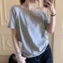 T-shirts Women Solid Simple Summer Casual Cleanfit Short Sleeve All-match Young Girls Streetwear Y2k Top Aesthetic Clothes Ins