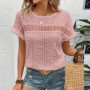 Summer Women Casual T-shirts O Neck Short Sleeve Tee Tops Female Elegant Hollow Out Design Loose Shirts For Women