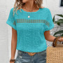 Summer Women Casual T-shirts O Neck Short Sleeve Tee Tops Female Elegant Hollow Out Design Loose Shirts For Women