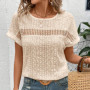 Summer Women Casual T-shirts O Neck Short Sleeve Tee Tops Female Elegant Hollow Out Design Loose Shirts For Women