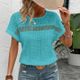 Summer Women Casual T-shirts O Neck Short Sleeve Tee Tops Female Elegant Hollow Out Design Loose Shirts For Women