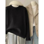 Soft waxy round neck 100 pure cashmere sweater women's loose sweater autumn and winter short base sweater