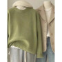 Soft waxy round neck 100 pure cashmere sweater women's loose sweater autumn and winter short base sweater
