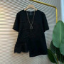 Trend Lace Patchwork Irregular Loose T Shirts Summer Short Sleeve Plus Size Street Casual Tops Fashion Vintage Women Clothing