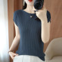 Spring Summer T-shirt Women Short Sleeves Slim Striped Innerwear Slash Neck Fashion Korean Loose Knitted T-shirt Sweater 2025