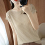 Spring Summer T-shirt Women Short Sleeves Slim Striped Innerwear Slash Neck Fashion Korean Loose Knitted T-shirt Sweater 2025