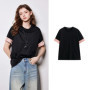 TOYOUTH Women Short Sleeve T-shirt 2025 Spring New Chinese Style Silk Satin Round Neck Pullover Tops