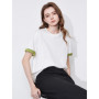 TOYOUTH Women Short Sleeve T-shirt 2025 Spring New Chinese Style Silk Satin Round Neck Pullover Tops