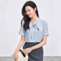 SENTUBILA Chiffon Women Blouse 2026 Short Sleeve Lace-up Neck Elegant Office Lady Commuting Shirt Female Clothing 152V58359