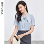 SENTUBILA Chiffon Women Blouse 2026 Short Sleeve Lace-up Neck Elegant Office Lady Commuting Shirt Female Clothing 152V58359