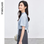 SENTUBILA Chiffon Women Blouse 2026 Short Sleeve Lace-up Neck Elegant Office Lady Commuting Shirt Female Clothing 152V58359