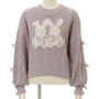 Sweet Lolita Cartoon Plush Bear Bunny Knitted Pullovers Women Harajuku Bow Pearl Ribbon Sweaters Japanese Girls Knitwear Tops