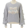 Sweet Lolita Cartoon Plush Bear Bunny Knitted Pullovers Women Harajuku Bow Pearl Ribbon Sweaters Japanese Girls Knitwear Tops