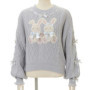 Sweet Lolita Cartoon Plush Bear Bunny Knitted Pullovers Women Harajuku Bow Pearl Ribbon Sweaters Japanese Girls Knitwear Tops
