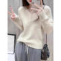 Korean-style soft and glutinous V-neck 100 pure wool sweater for women, thickened 2025 winter knitted wool base sweater