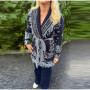 Printed Thicken Women's Sweater Knit High Collar Patchwork Full Sleeve Cardigan For Woman 2026 Spring New Woman Clothes Knitwear