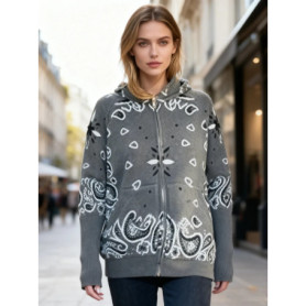 Printed Thicken Women's Sweater Knit High Collar Patchwork Full Sleeve Cardigan For Woman 2026 Spring New Woman Clothes Knitwear