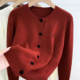 2025 Women's Autumn Embroidery Bow Knitwears Fashion Long Sleeve Heart Button Comfortable Cardigan Top Korean Ladies Sweaters