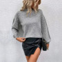 2024 Autumn/Winter Half High Collar Pearl Sweater Women Loose Solid Color Long Sleeved Sweaters Fashionable Comfortable Pullover