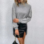 2024 Autumn/Winter Half High Collar Pearl Sweater Women Loose Solid Color Long Sleeved Sweaters Fashionable Comfortable Pullover