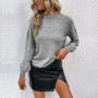 2024 Autumn/Winter Half High Collar Pearl Sweater Women Loose Solid Color Long Sleeved Sweaters Fashionable Comfortable Pullover