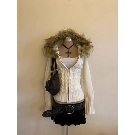 Y2k sweater women's zipper retro fashion casual sweet fairy hottie high street American chic Harajuku style beautiful sexy girl。