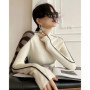 High Neck Knitted Sweater Women Autumn Winter Trendy Color Blocking Slim Fit Sweaters Female Base Simplicity Long Sleeved Tops