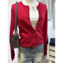 Solid Basic Cotton Long Sleeve Knitted Cardigan Women Simple O-neck Casual Preppy Style Jumper Sweet Prepppy Style Sweater Top