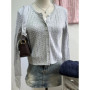 Solid Basic Cotton Long Sleeve Knitted Cardigan Women Simple O-neck Casual Preppy Style Jumper Sweet Prepppy Style Sweater Top