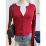 Solid Basic Cotton Long Sleeve Knitted Cardigan Women Simple O-neck Casual Preppy Style Jumper Sweet Prepppy Style Sweater Top