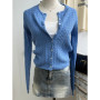 Solid Basic Cotton Long Sleeve Knitted Cardigan Women Simple O-neck Casual Preppy Style Jumper Sweet Prepppy Style Sweater Top