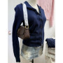 Solid Basic Cotton Long Sleeve Knitted Cardigan Women Simple O-neck Casual Preppy Style Jumper Sweet Prepppy Style Sweater Top