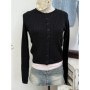 Solid Basic Cotton Long Sleeve Knitted Cardigan Women Simple O-neck Casual Preppy Style Jumper Sweet Prepppy Style Sweater Top