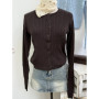 Solid Basic Cotton Long Sleeve Knitted Cardigan Women Simple O-neck Casual Preppy Style Jumper Sweet Prepppy Style Sweater Top
