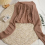 Summer Women Thin Sunscreen Cardigan Lace-up Knitwear Tops Female Korean Style Lantern Sleeve Short Coat Casual Sun Protected